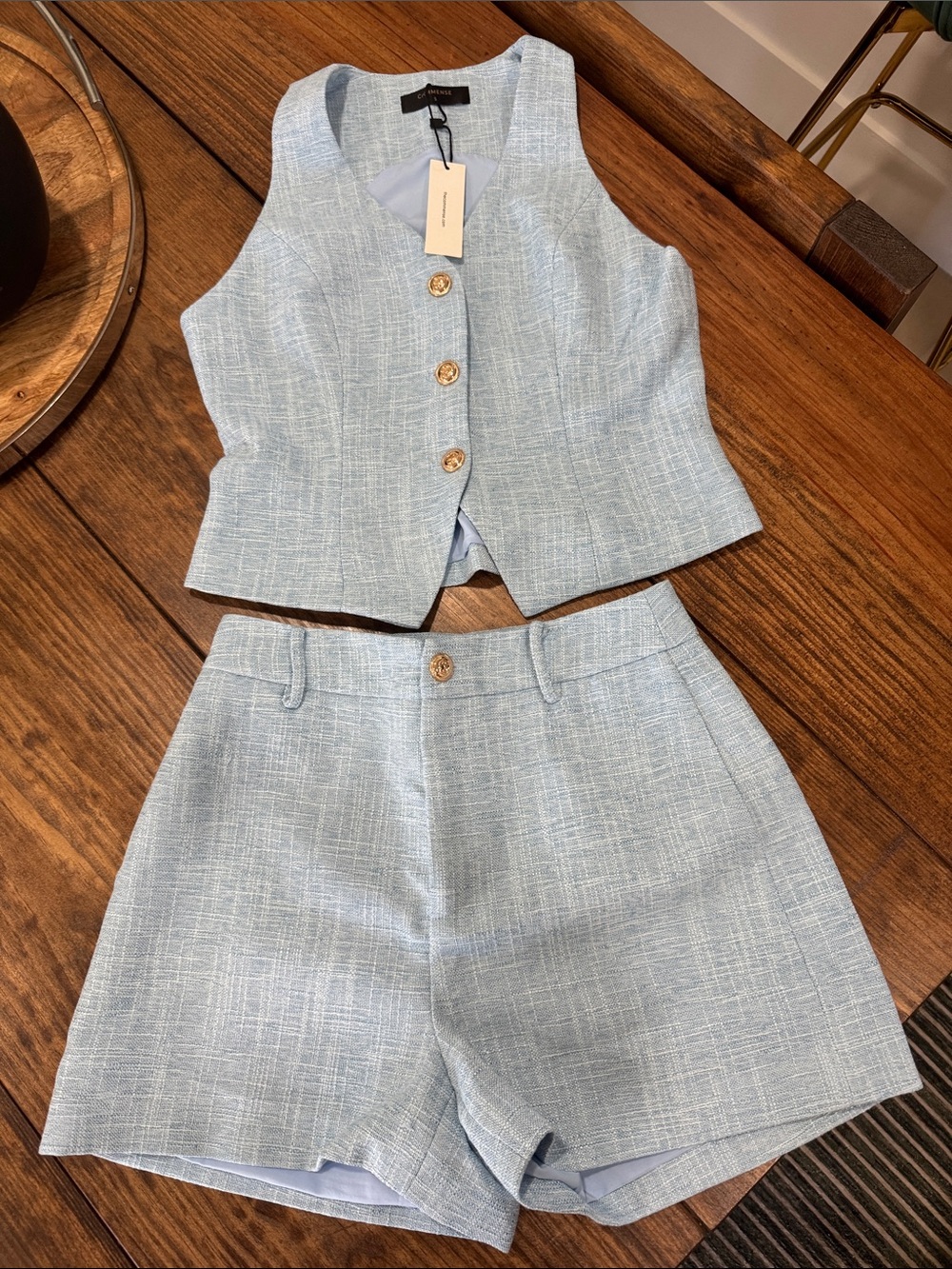Commense Light Blue Sleeveless Vest & Matching Shorts Set - Picture 7 of 9